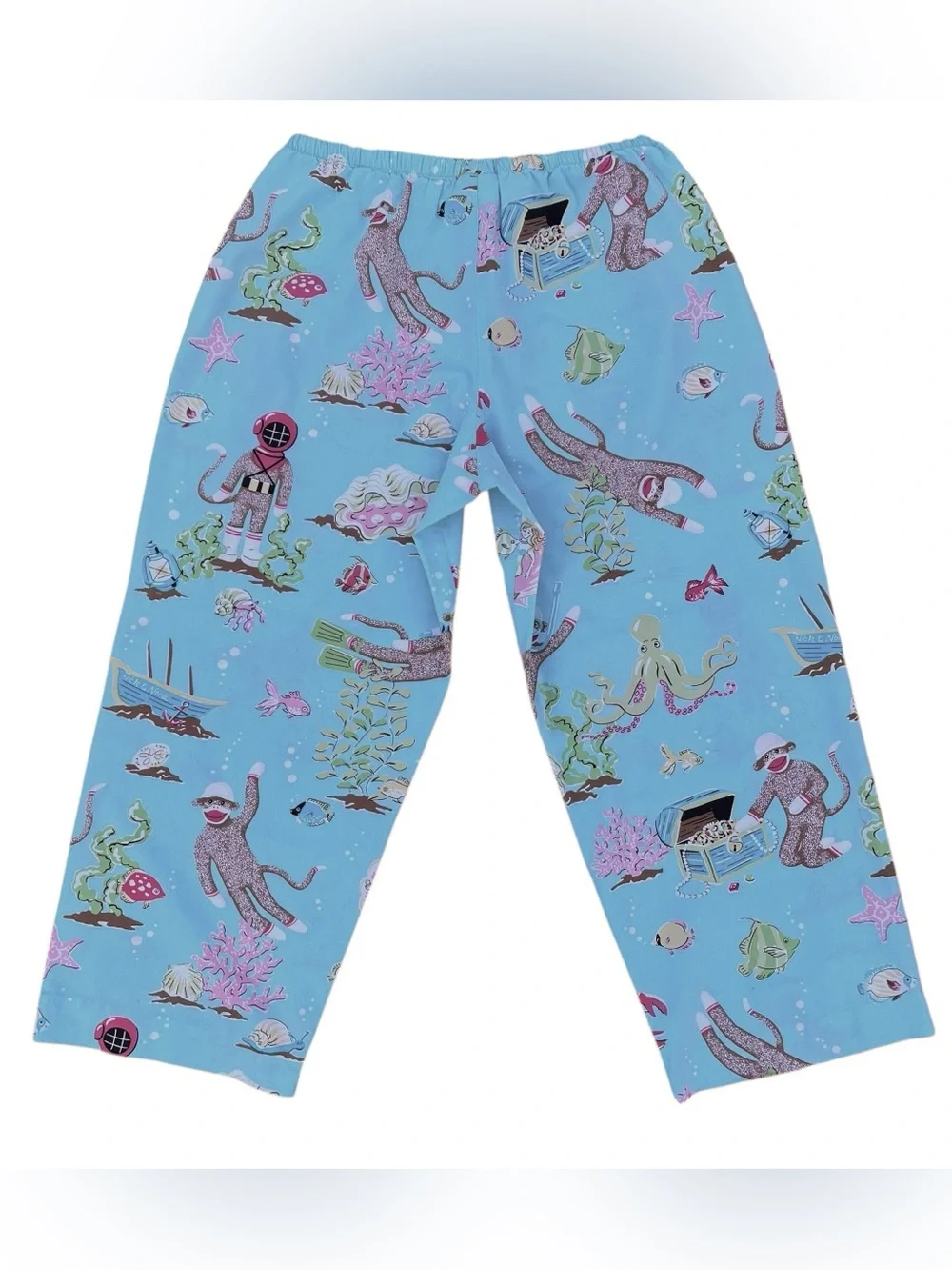 Vintage Y2K Nick & Nora Scuba Sock Monkey Cotton Pajama Set Size Small Novelty - Picture 9 of 10
